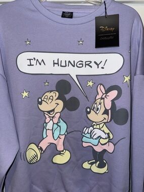 MINNIE MOUSE "I'M HUNGRY" SWEATER by CAKEWORTHY  New with Tags, lavender